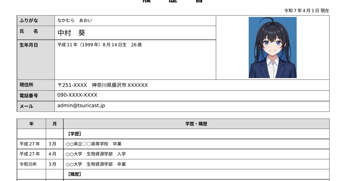 中村葵 履歴書